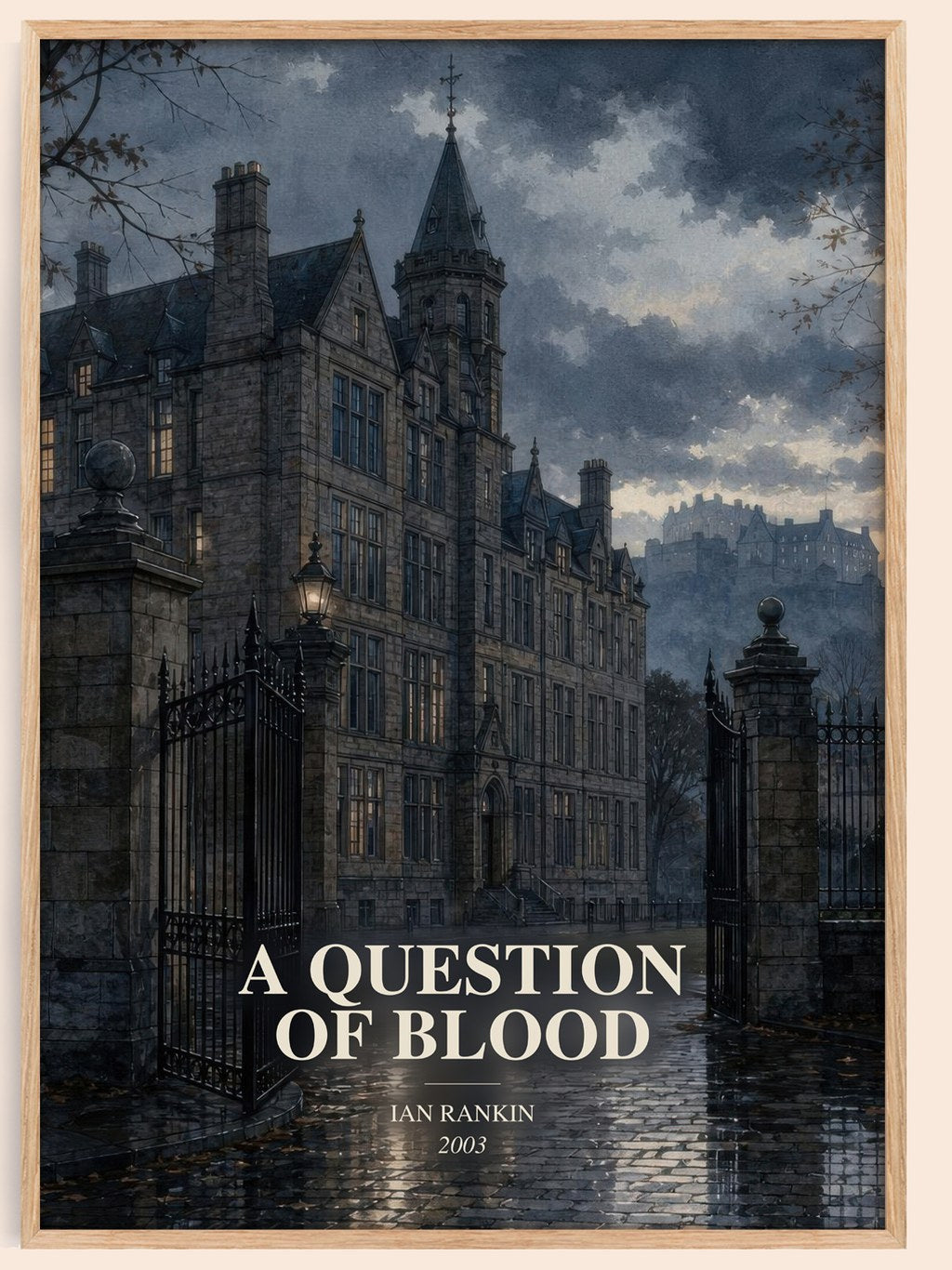 A Question of Blood watercolour book poster by Ian Rankin – framed literary art print