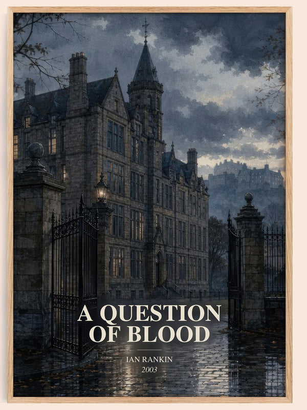 A Question of Blood watercolour book poster by Ian Rankin – framed literary art print