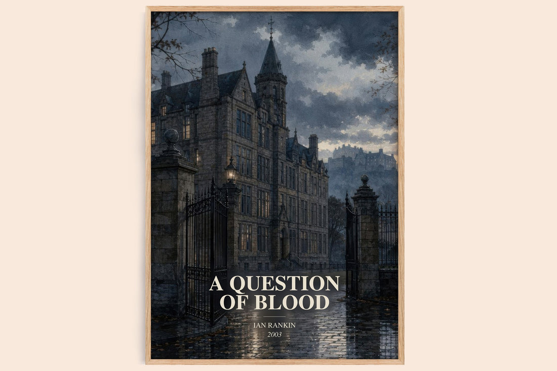 A Question of Blood watercolour book poster by Ian Rankin – framed literary art print