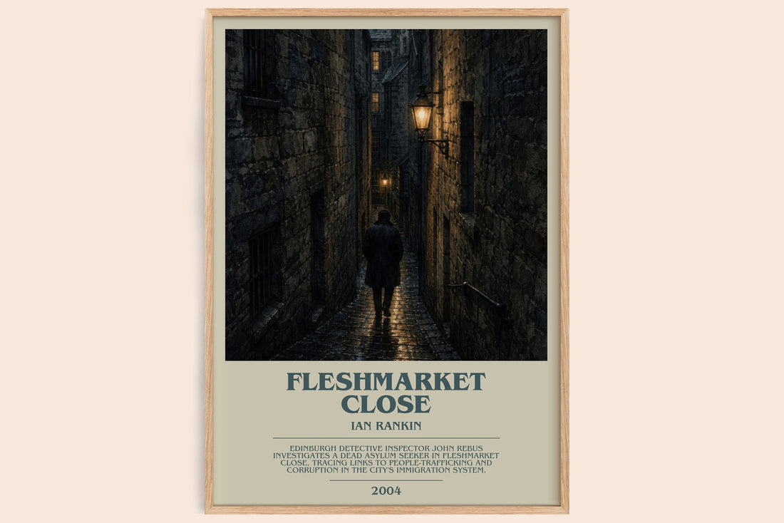 Fleshmarket Close bookish book poster by Ian Rankin – framed literary art print