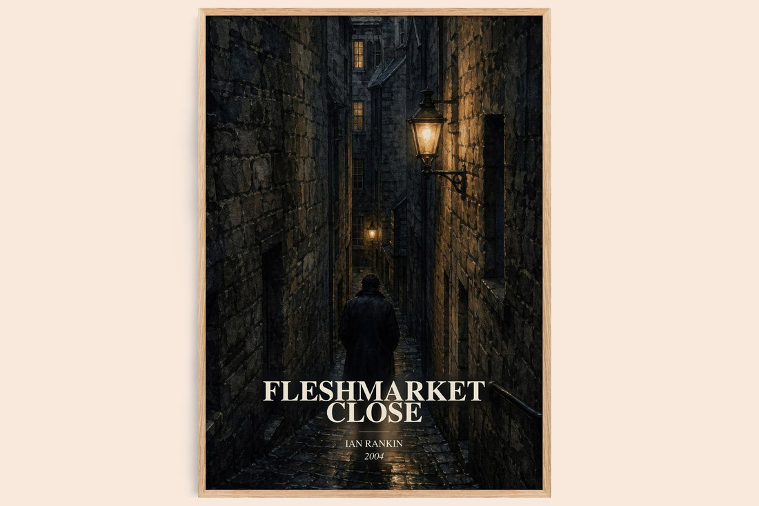 Fleshmarket Close watercolour book poster by Ian Rankin – framed literary art print