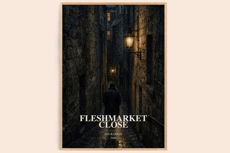Fleshmarket Close watercolour book poster by Ian Rankin – framed literary art print