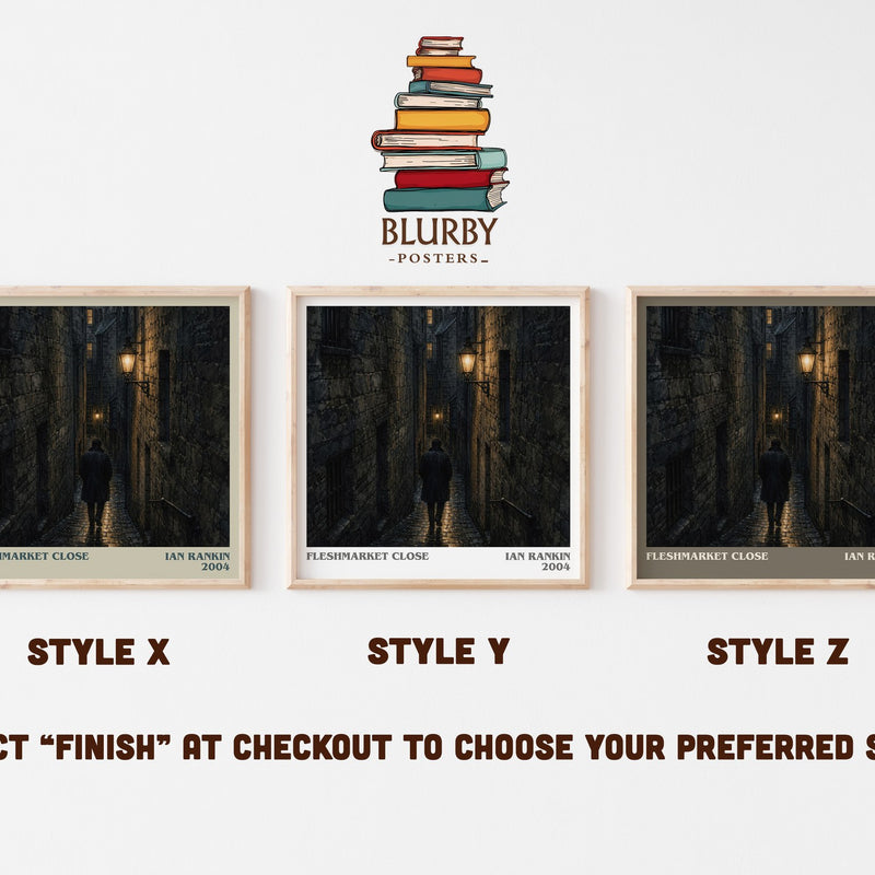 Fleshmarket Close literary print in frame leaning in hallway – crime wall art