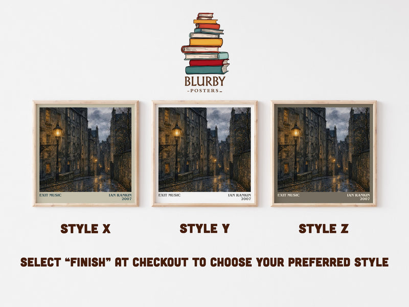 Exit Music literary print in frame leaning in hallway – crime wall art