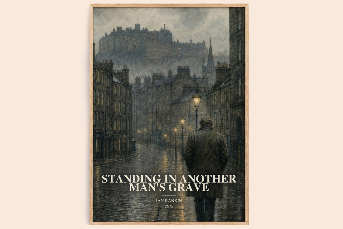 Standing in Another Man's Grave watercolour book poster by Ian Rankin – framed literary art print