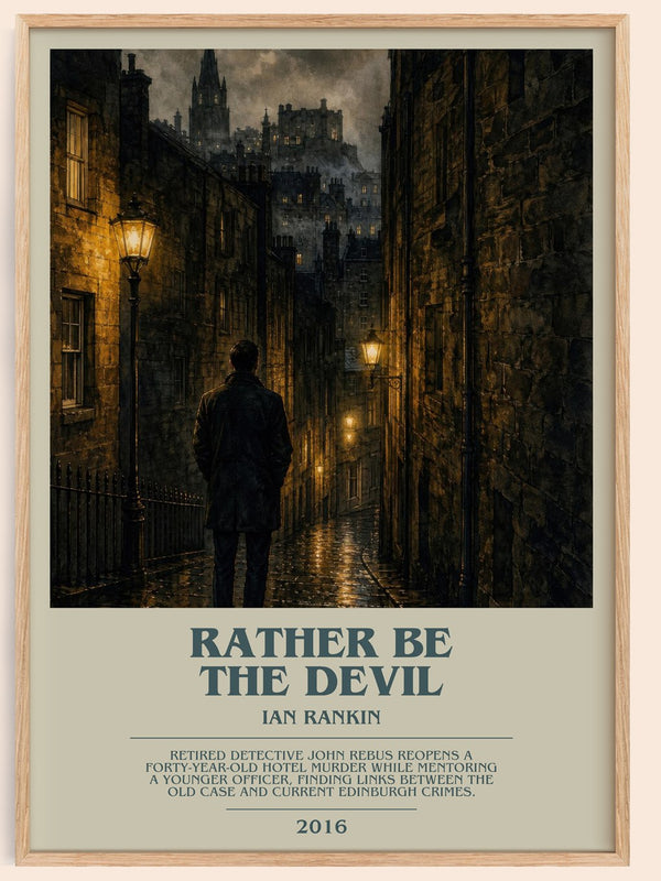 Rather Be the Devil bookish book poster by Ian Rankin – framed literary art print