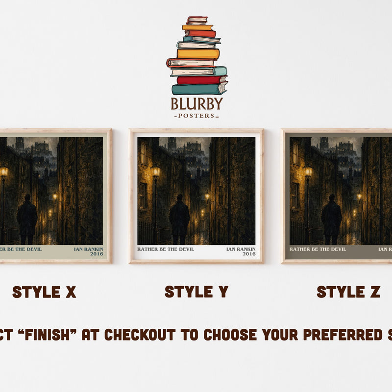 Rather Be the Devil literary print in frame leaning in hallway – crime wall art