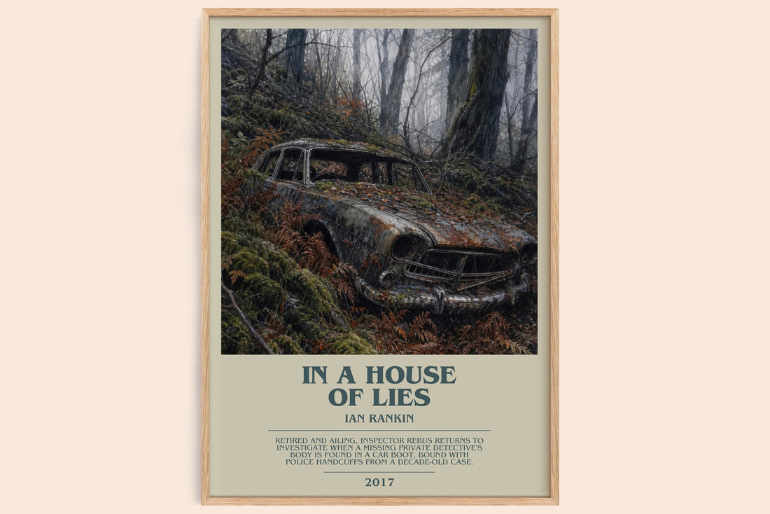 In a House of Lies bookish book poster by Ian Rankin – framed literary art print