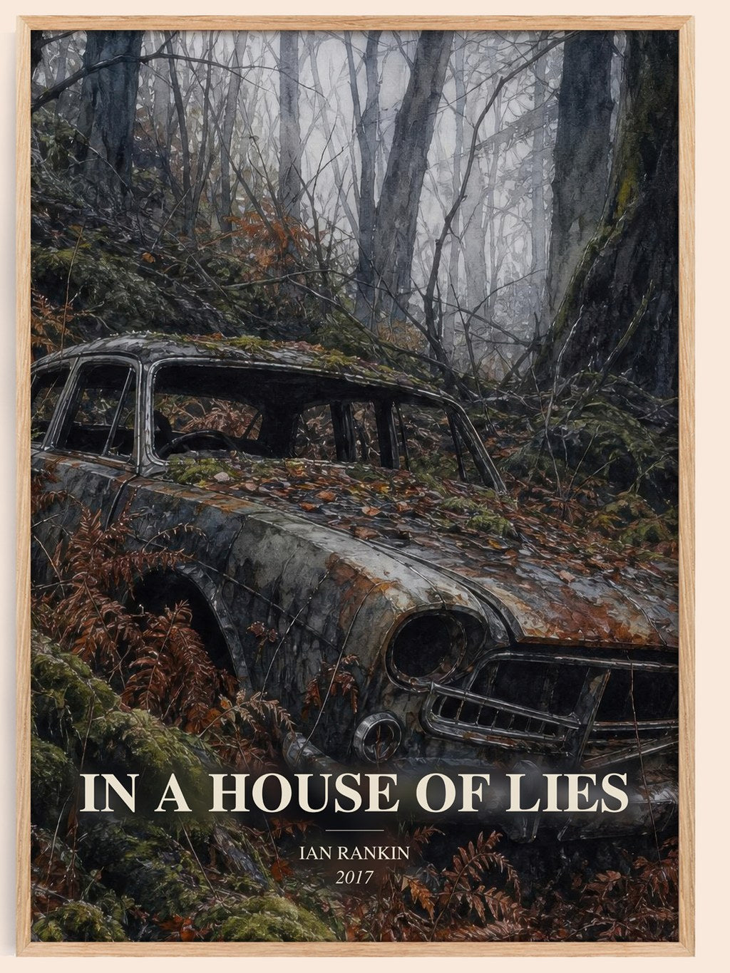 In a House of Lies watercolour book poster by Ian Rankin – framed literary art print