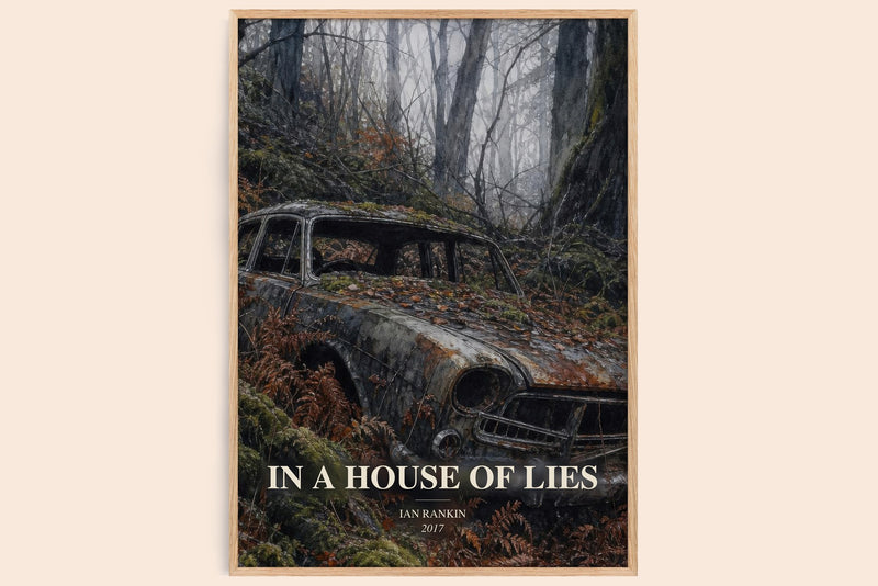 In a House of Lies watercolour book poster by Ian Rankin – framed literary art print