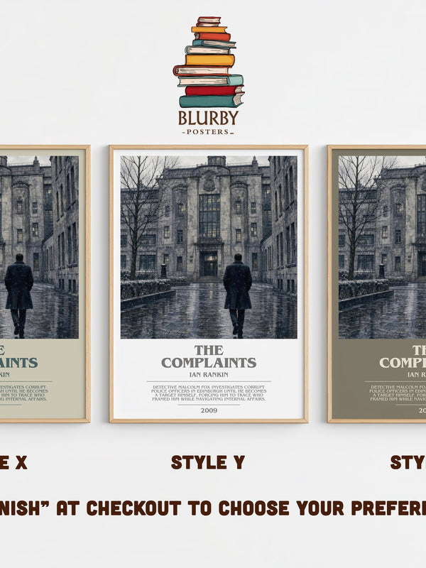 The Complaints bookish print in frame leaning in hallway – crime wall art