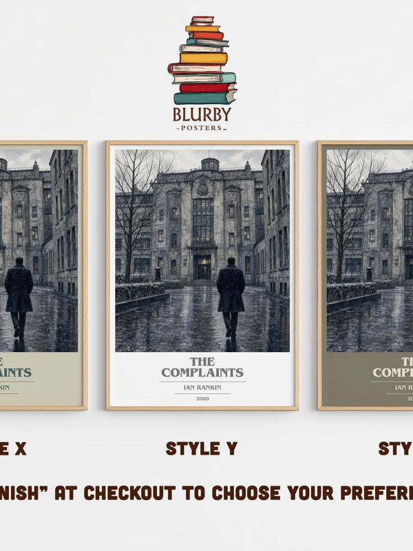 The Complaints book cover print in frame leaning in hallway – crime wall art