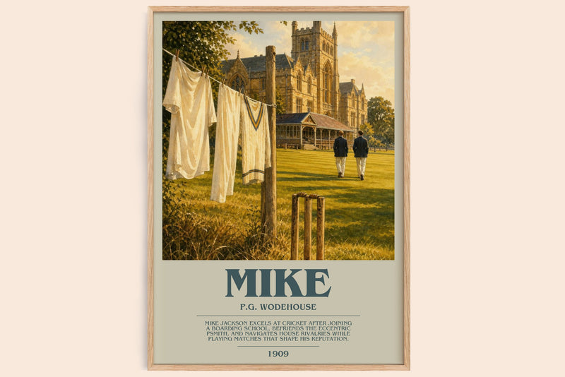 Mike bookish book poster by P.G. Wodehouse – framed literary art print