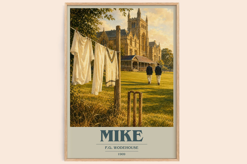 Mike Book Cover Poster by P.G. Wodehouse (Modern Minimalist style)