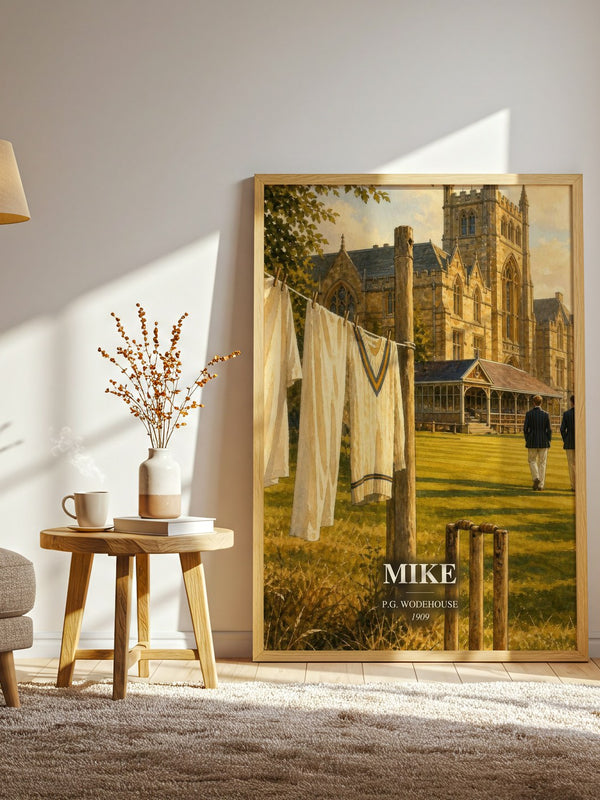 Mike watercolour print in frame leaning in hallway – coming of age wall art