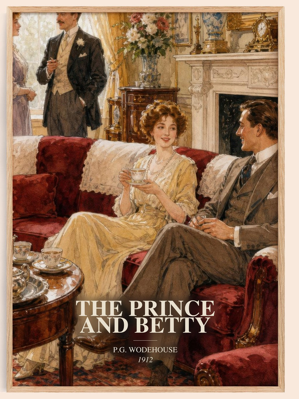 The Prince and Betty watercolour book poster by P.G. Wodehouse – framed literary art print