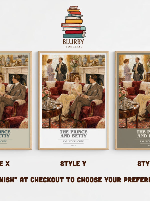The Prince and Betty book cover print in frame leaning in hallway – romance wall art