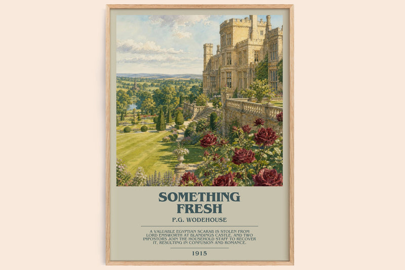 Something Fresh bookish book poster by P.G. Wodehouse – framed literary art print