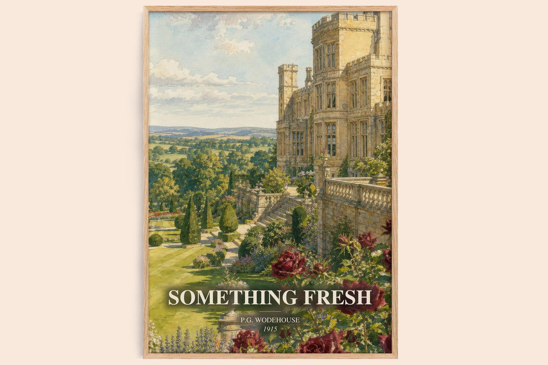 Something Fresh watercolour book poster by P.G. Wodehouse – framed literary art print