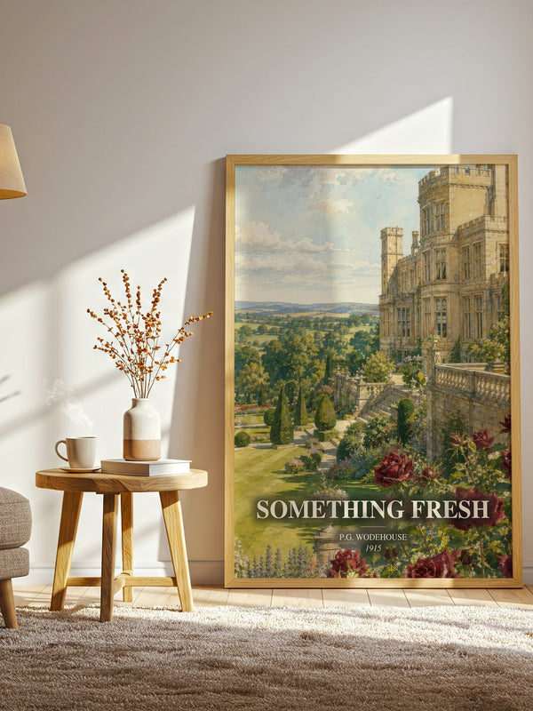 Something Fresh watercolour print in frame leaning in hallway – classic literature wall art