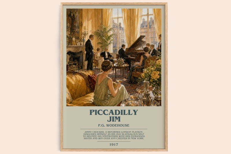 Piccadilly Jim bookish book poster by P.G. Wodehouse – framed literary art print