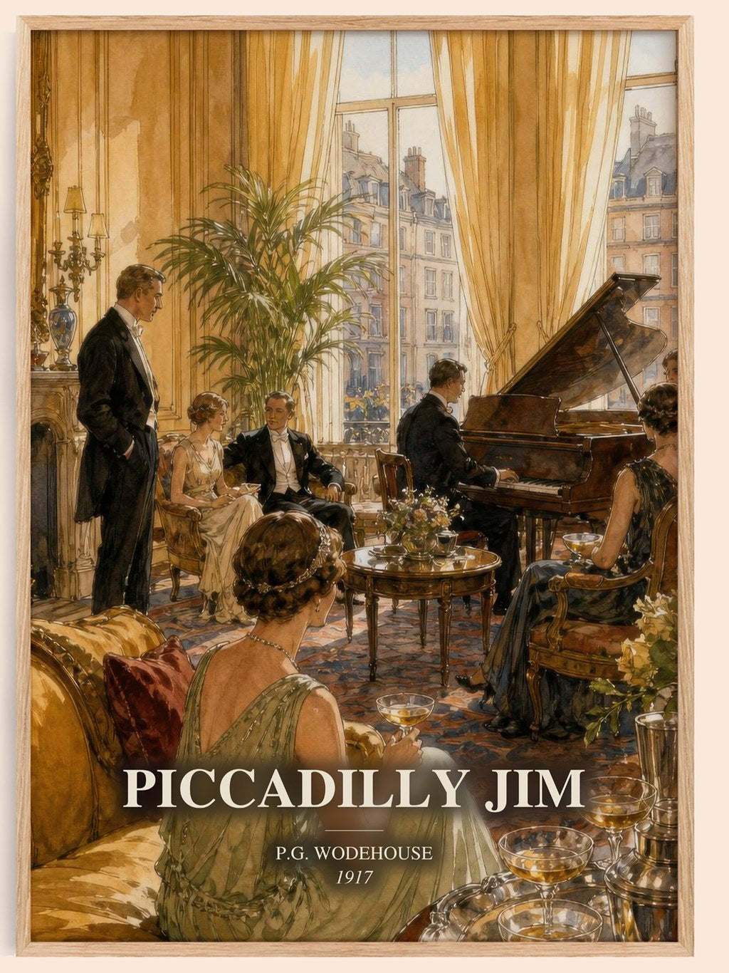 Piccadilly Jim watercolour book poster by P.G. Wodehouse – framed literary art print
