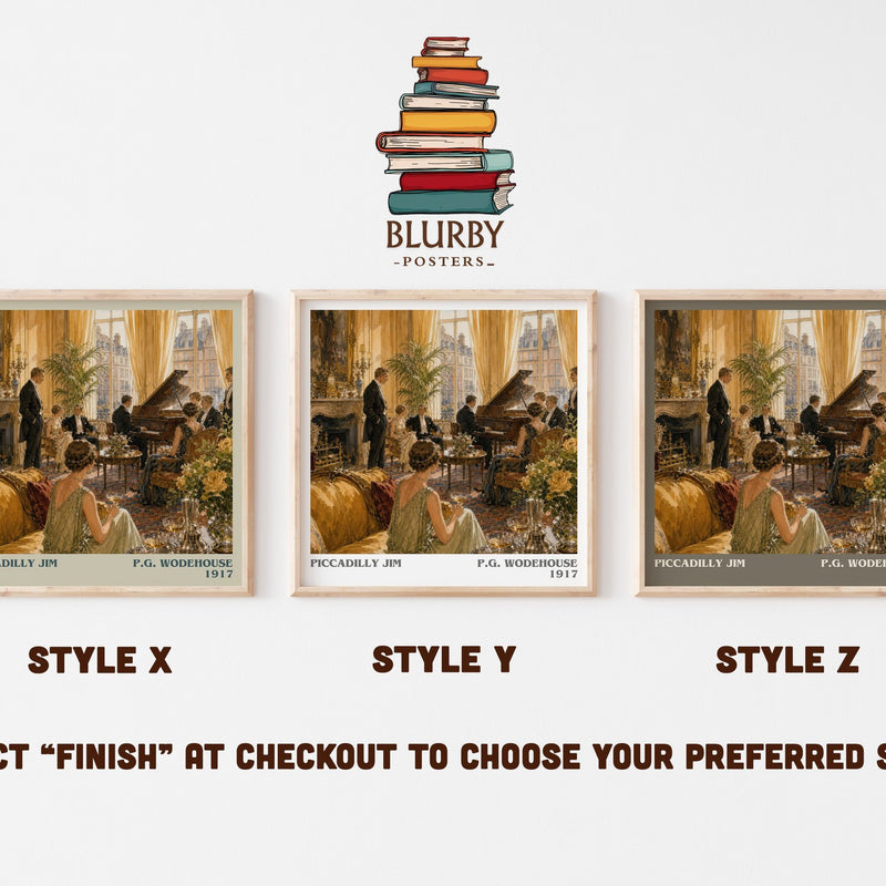 Piccadilly Jim literary print in frame leaning in hallway – satire wall art