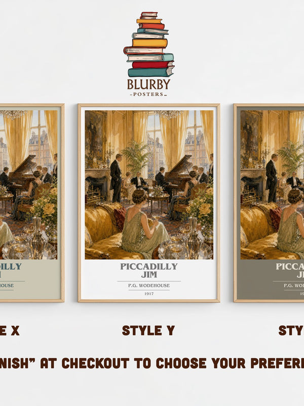 Piccadilly Jim book cover print in frame leaning in hallway – satire wall art