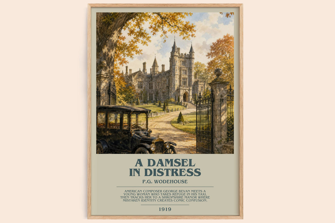 A Damsel in Distress bookish book poster by P.G. Wodehouse – framed literary art print