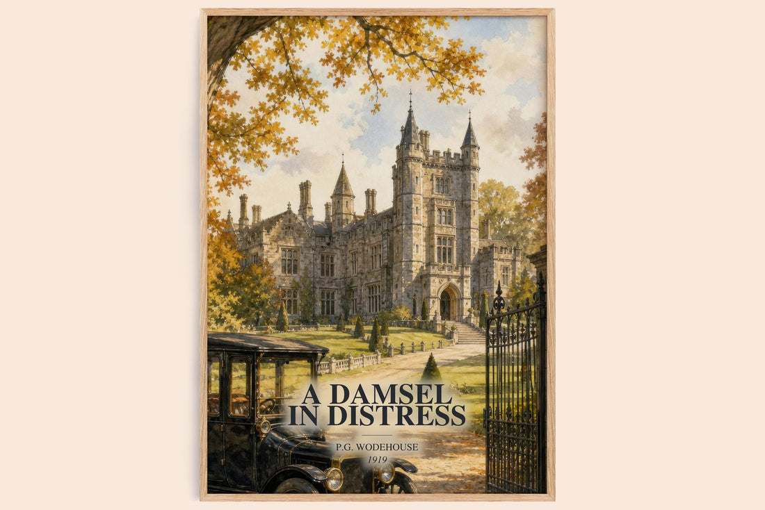 A Damsel in Distress watercolour book poster by P.G. Wodehouse – framed literary art print