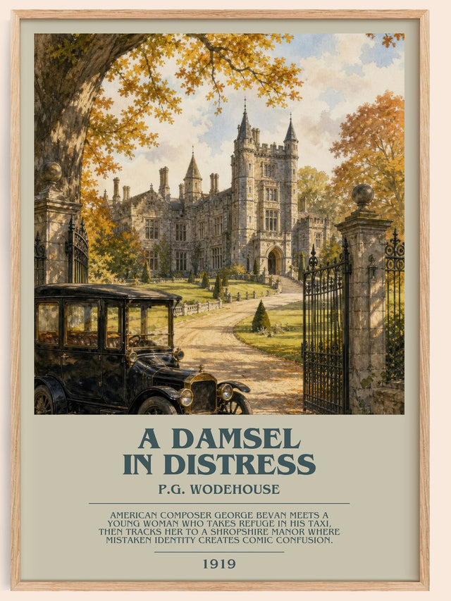 A Damsel in Distress Bookish Wall Art by P.G. Wodehouse