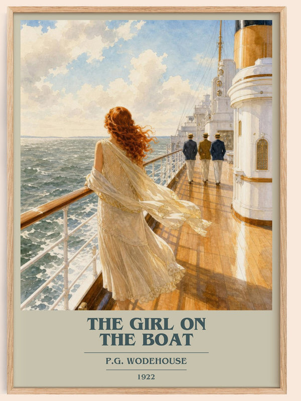 The Girl on the Boat book cover book poster by P.G. Wodehouse – framed literary art print