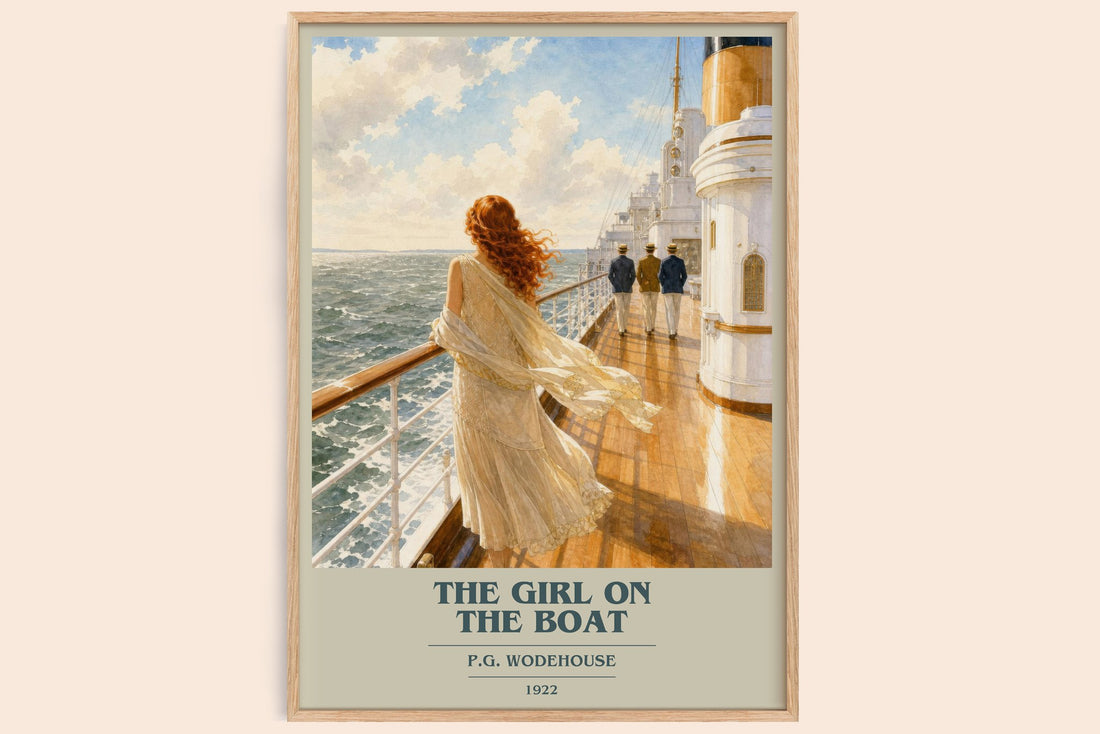 The Girl on the Boat book cover book poster by P.G. Wodehouse – framed literary art print