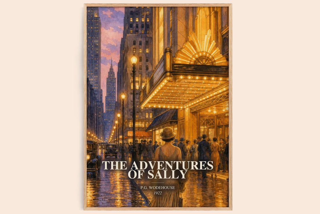 The Adventures of Sally watercolour book poster by P.G. Wodehouse – framed literary art print