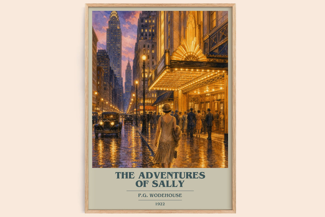 The Adventures of Sally book cover book poster by P.G. Wodehouse – framed literary art print