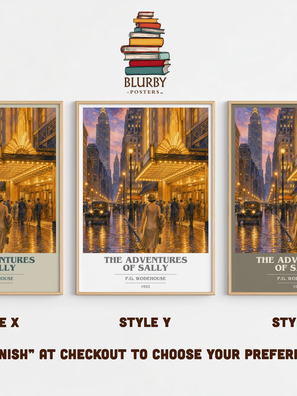 The Adventures of Sally book cover print in frame leaning in hallway – romance wall art