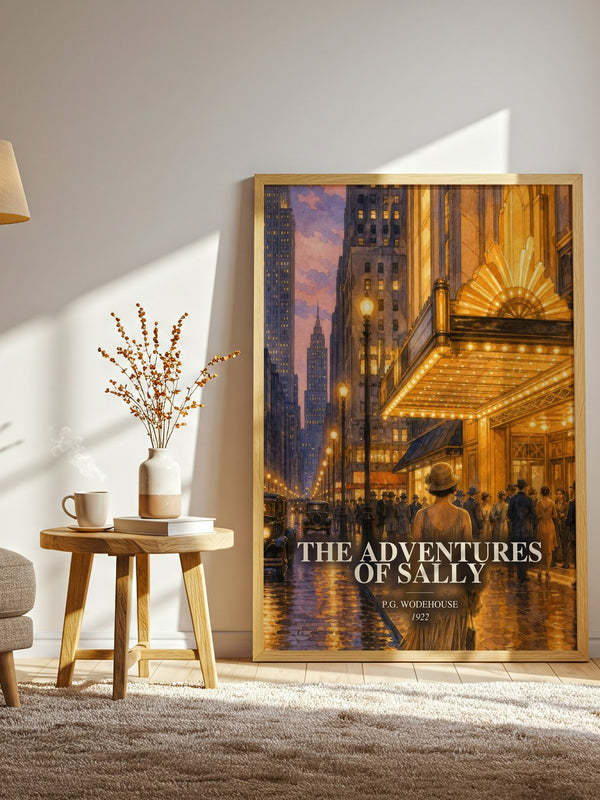 The Adventures of Sally watercolour print in frame leaning in hallway – romance wall art