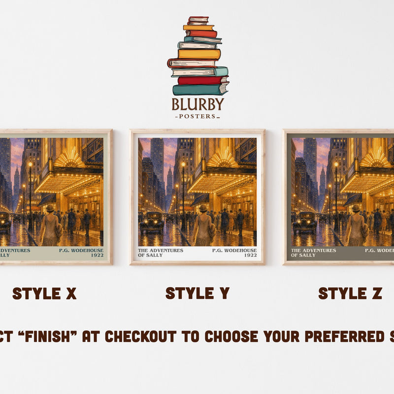 The Adventures of Sally literary print in frame leaning in hallway – romance wall art