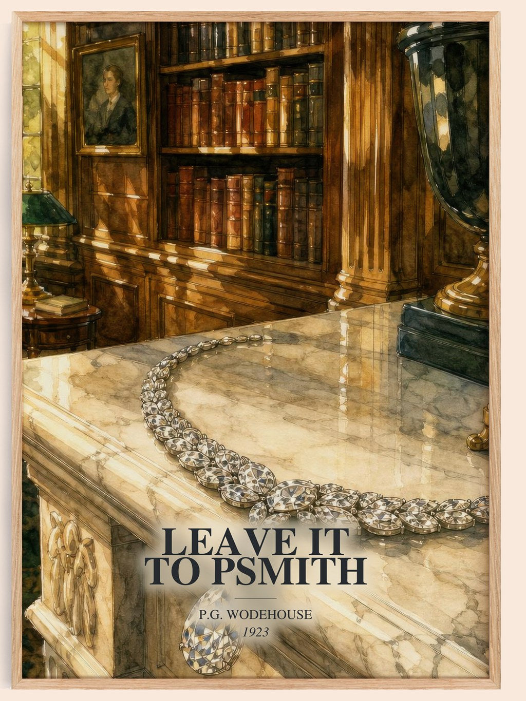 Leave It to Psmith watercolour book poster by P.G. Wodehouse – framed literary art print