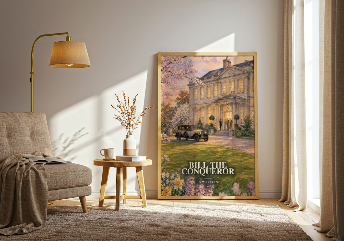 Bill the Conqueror watercolour print in frame leaning in hallway – romance wall art (mockup)