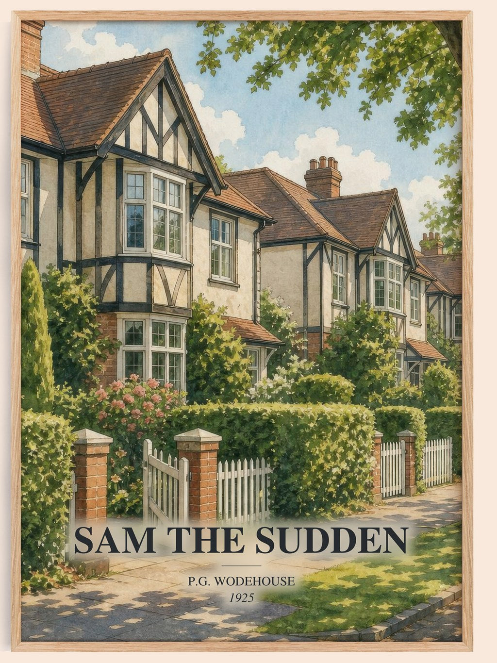 Sam the Sudden watercolour book poster by P.G. Wodehouse – framed literary art print
