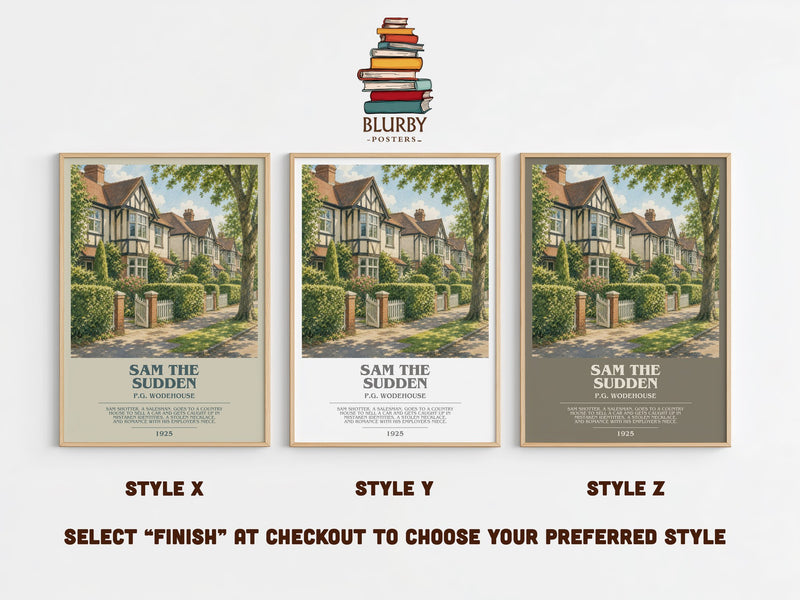 Sam the Sudden bookish print in frame leaning in hallway – classic literature wall art
