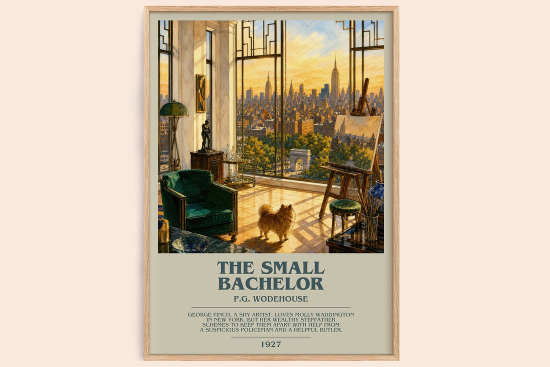 The Small Bachelor bookish book poster by P.G. Wodehouse – framed literary art print