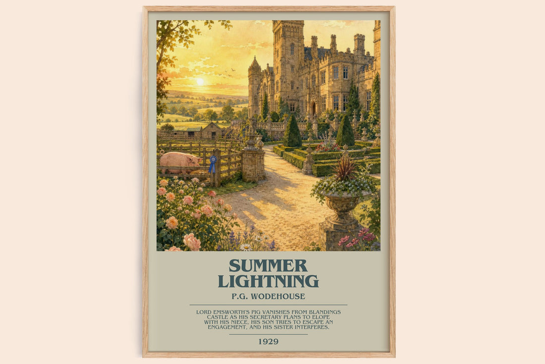 Summer Lightning bookish book poster by P.G. Wodehouse – framed literary art print