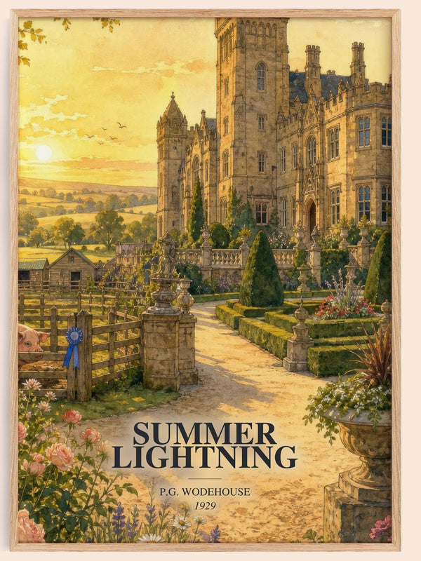 Summer Lightning watercolour book poster by P.G. Wodehouse – framed literary art print