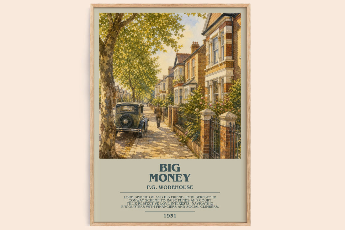 Big Money bookish book poster by P.G. Wodehouse – framed literary art print