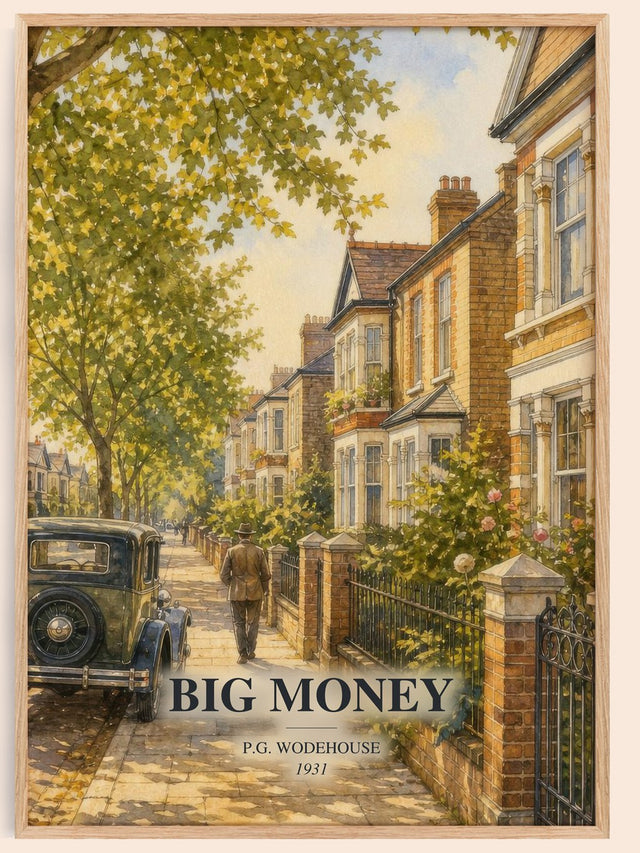 Big Money Book Watercolour Illustration by P.G. Wodehouse
