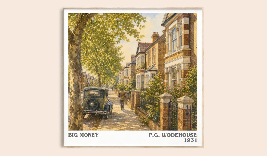 Big Money literary book poster by P.G. Wodehouse – framed literary art print