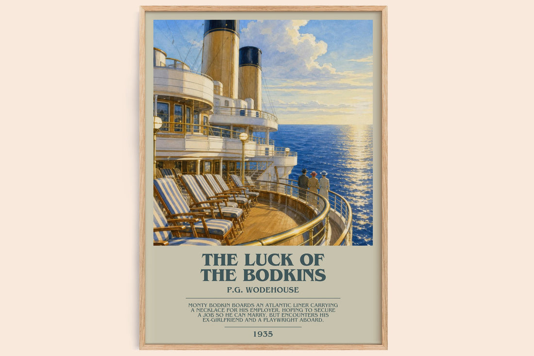 The Luck of the Bodkins bookish book poster by P.G. Wodehouse – framed literary art print