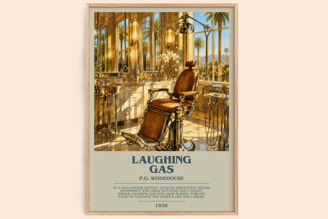 Laughing Gas bookish book poster by P.G. Wodehouse – framed literary art print